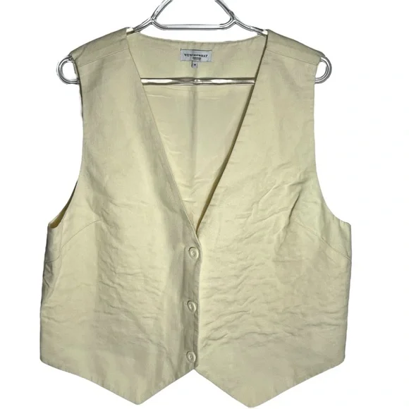 WeWoreWhat x Rent the Runway Cream Linen Blend Boxy Vest, Medium - Picture 2 of 8